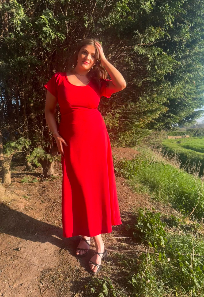 MULTIWAY STRAWBERRY CAP SLEEVE CINCH MAXI DRESS - XS HISSY FIT LTD