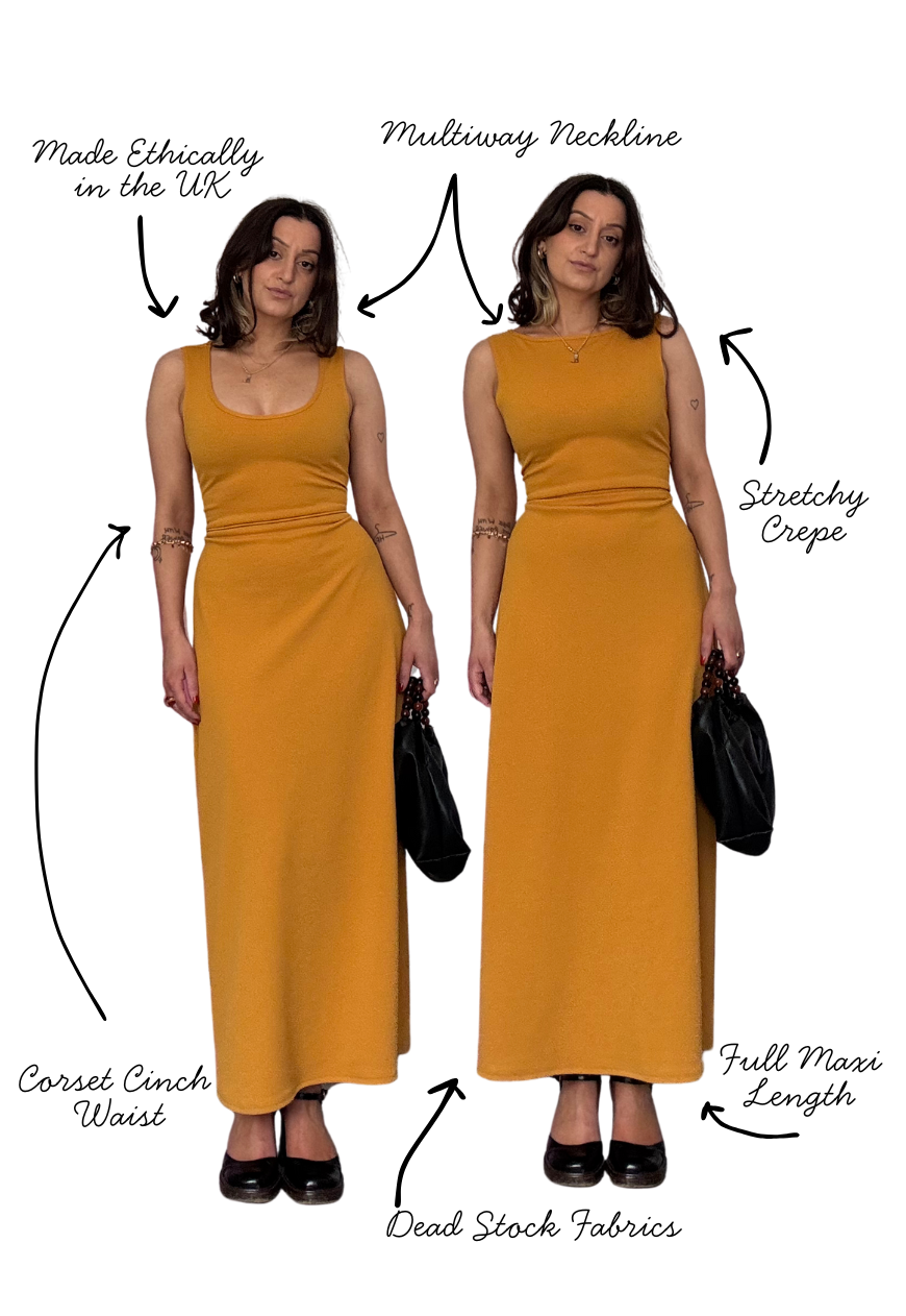 MULTIWAY SUNFLOWER CAP SLEEVE CINCH MAXI DRESS - XS HISSY FIT LTD