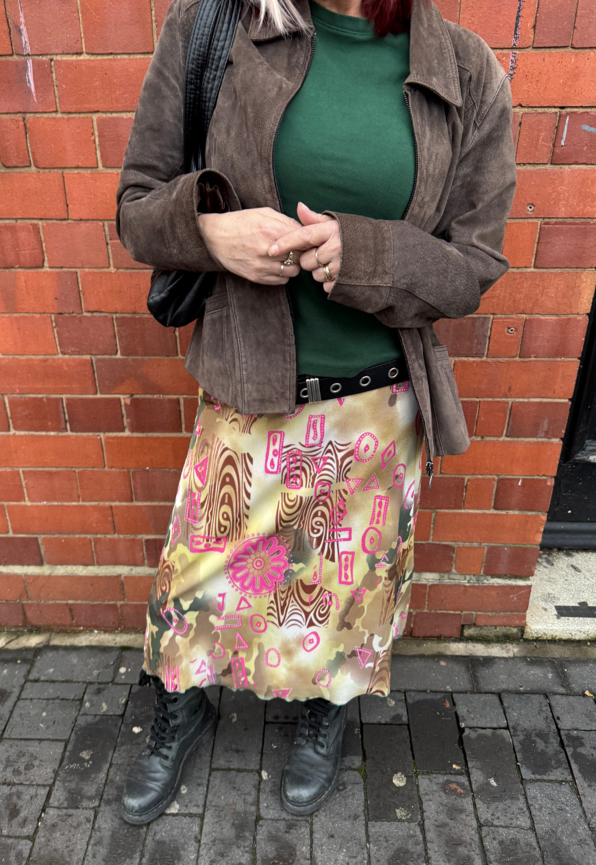 pink swirl full lined mesh skirt