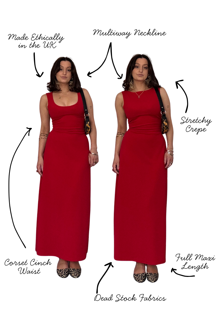 MULTIWAY STRAWBERRY CINCH MAXI DRESS