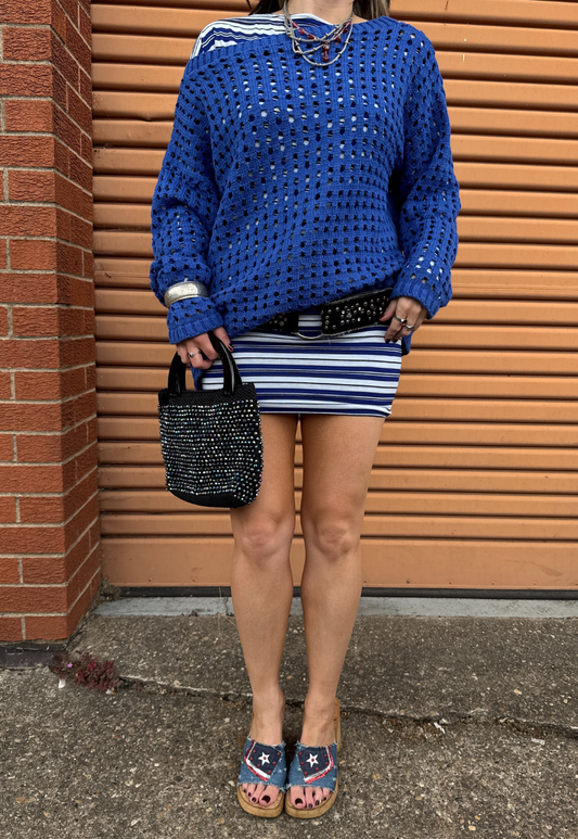 COBALT SLOUCH MESH HISSY KNIT JUMPER - XS/S HISSY FIT LTD