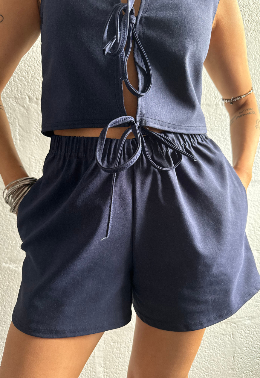 INDIGO BENGALINE STAPLE SHORTS - XS HISSY FIT LTD