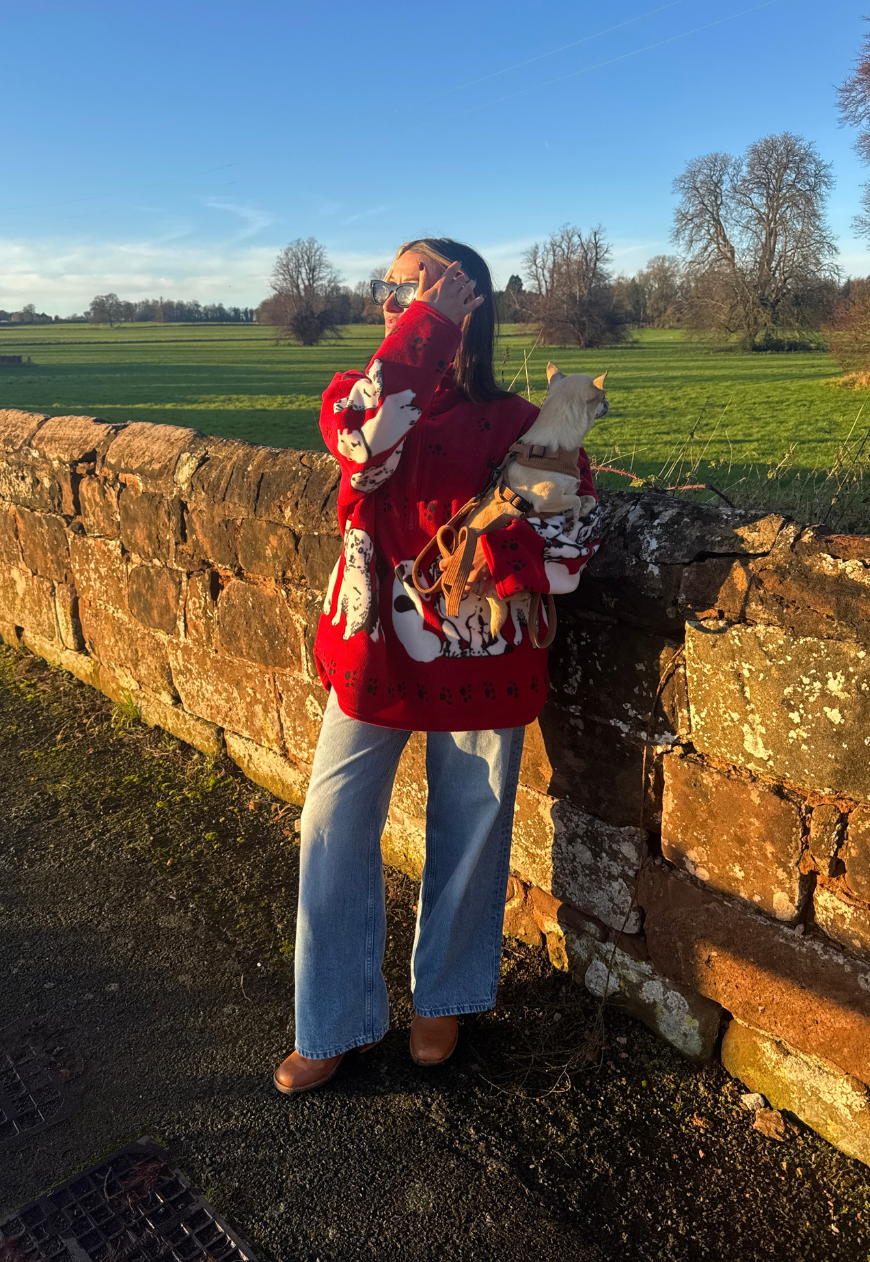 red dog print fleece *free scarf*