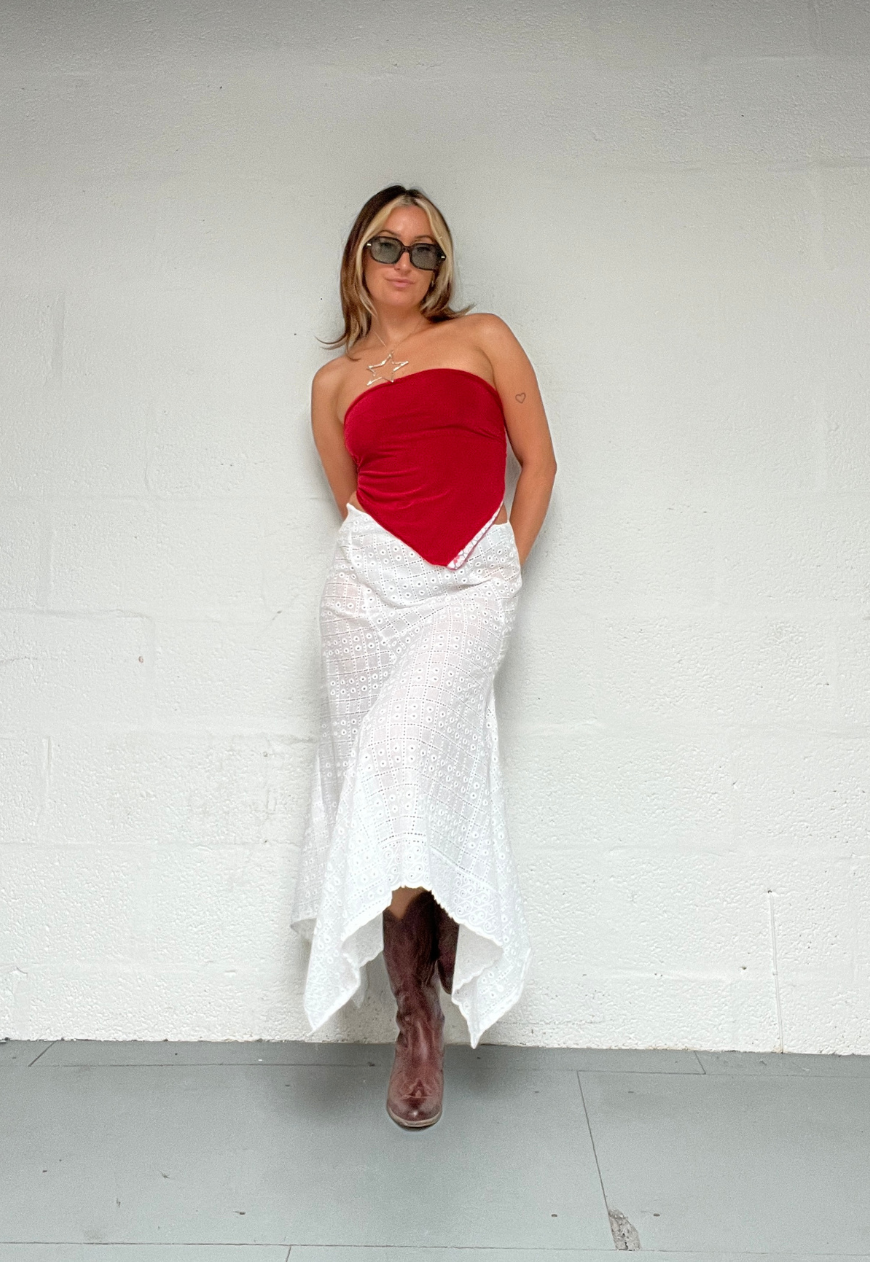 red/zigzag reversible hankie top