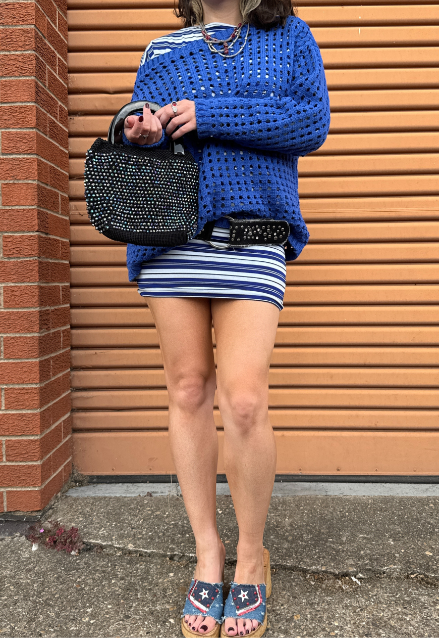 COBALT SLOUCH MESH HISSY KNIT JUMPER - XS/S HISSY FIT LTD