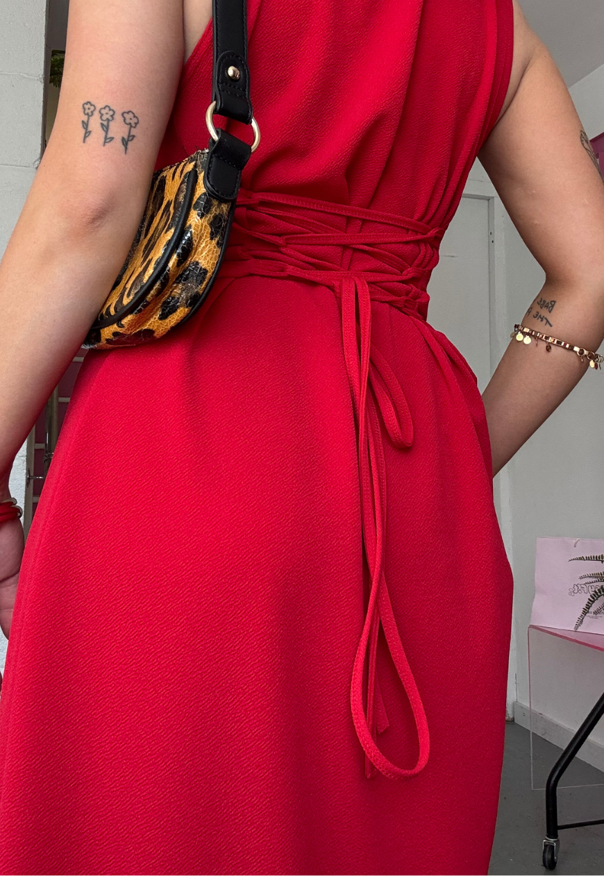 MULTIWAY STRAWBERRY CINCH MAXI DRESS
