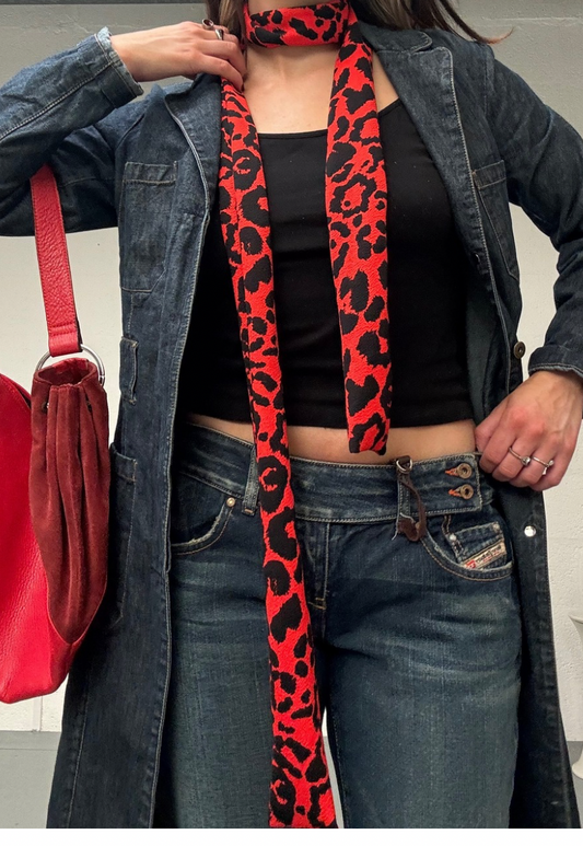 RED LEOPARD SKINNY SCARF - Default Title HISSY FIT LTD