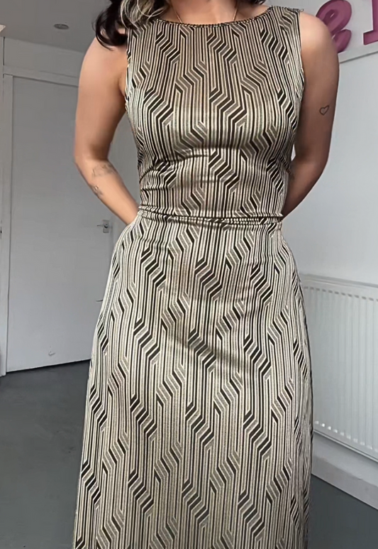 MULTIWAY GOLD TIE BACK MAXI DRESS - S HISSY FIT LTD