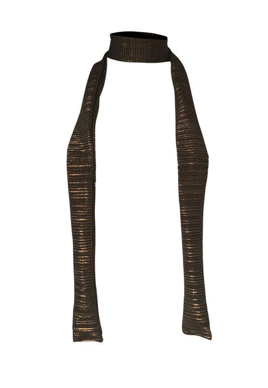 gold plissé skinny scarf