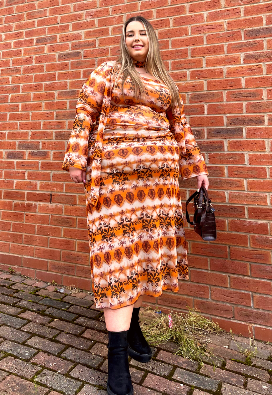 ORANGE GRUNGE FULL LINED MESH SKIRT - 2XS HISSY FIT LTD
