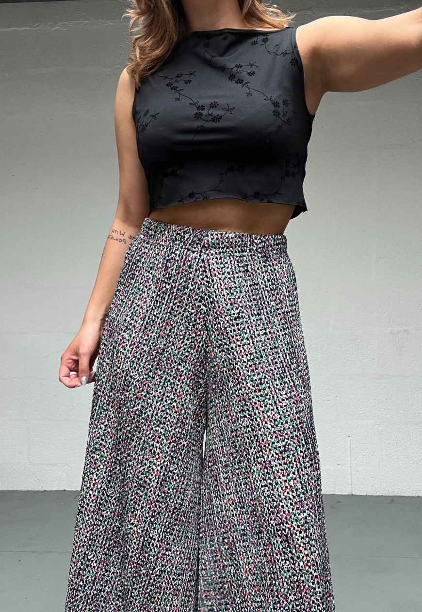 GREEN/PINK DOTTY PALAZZO TROUSERS