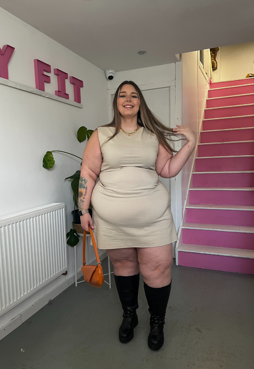 CREAM BENGALINE SLASH MINI DRESS - 2XS HISSY FIT LTD