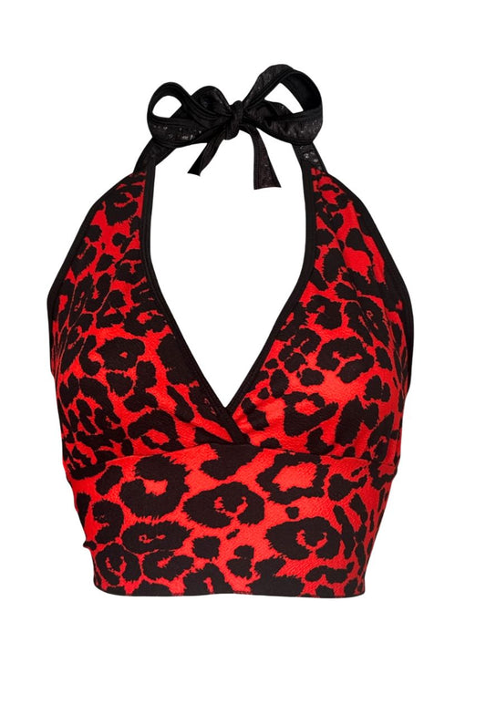 red leopard halter top
