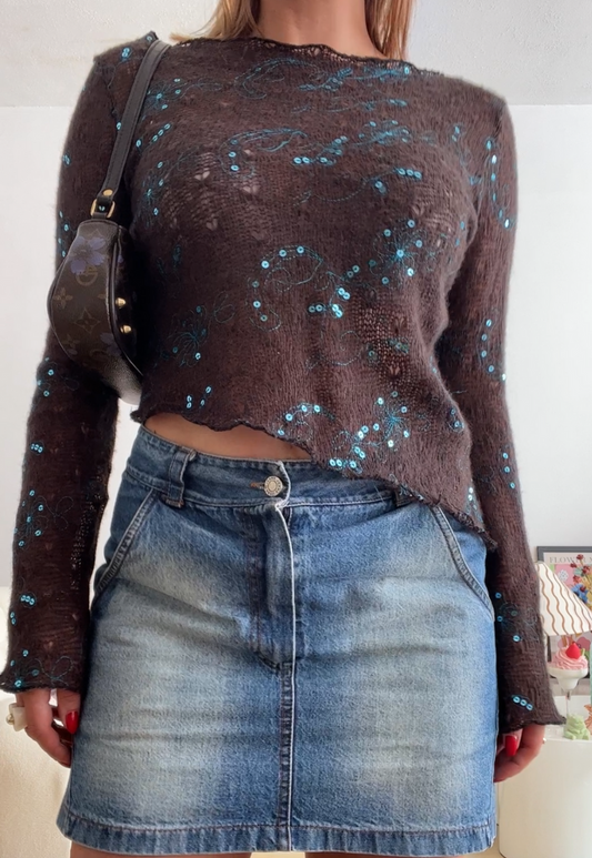 BROWN ASYMMETRIC KNIT TOP - 6XL HISSY FIT LTD