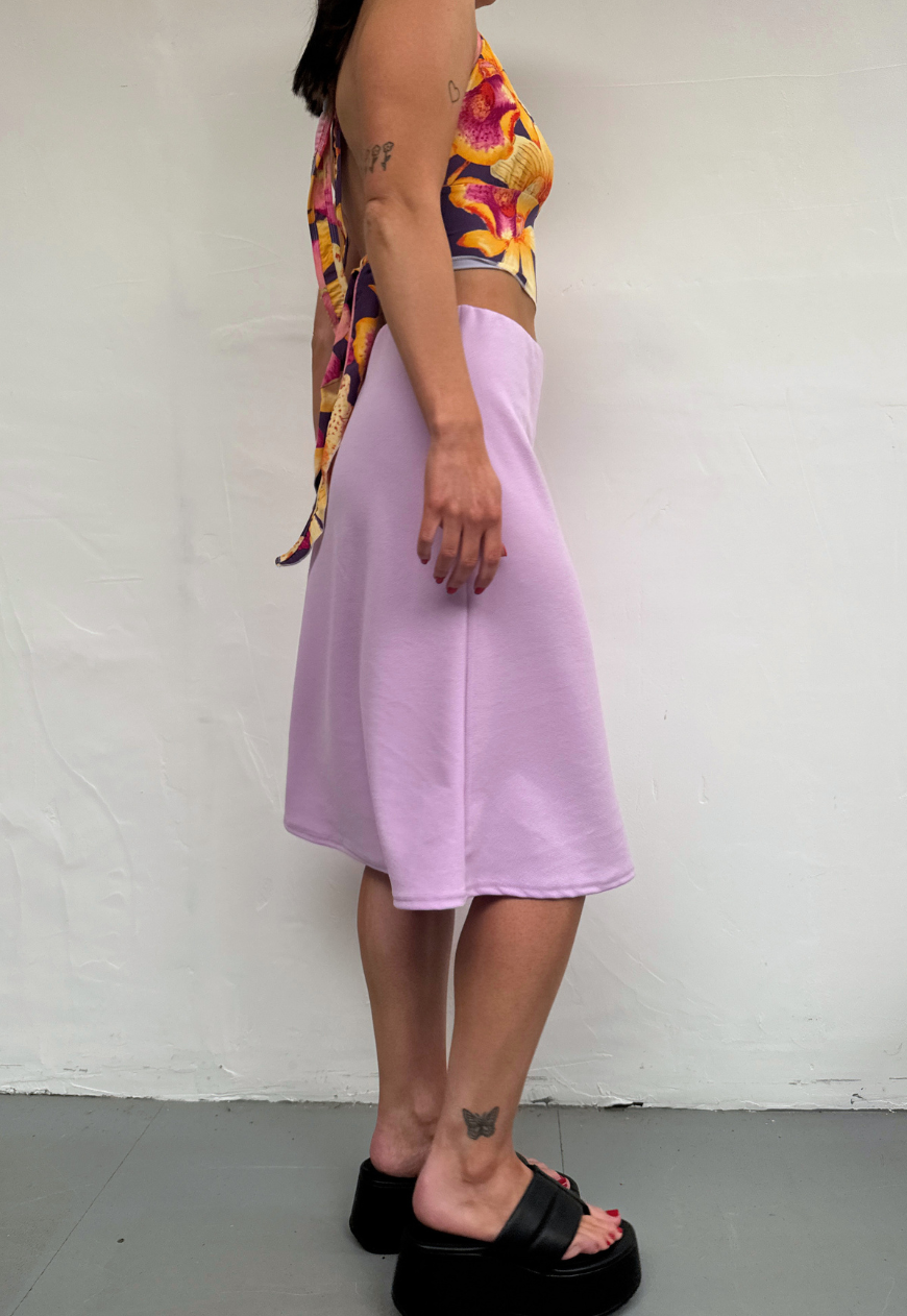lilac midi skirt