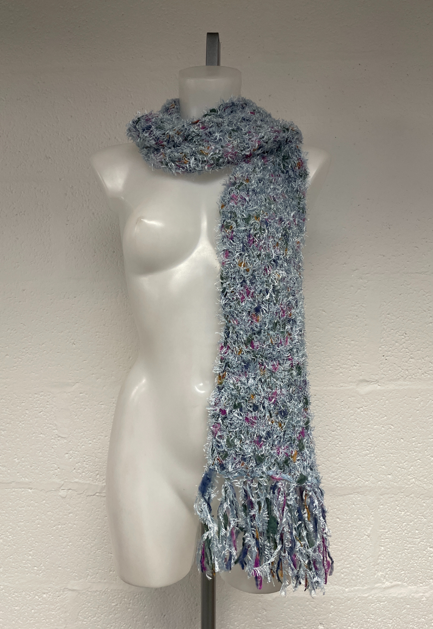 blue fluffy hat & scarf set