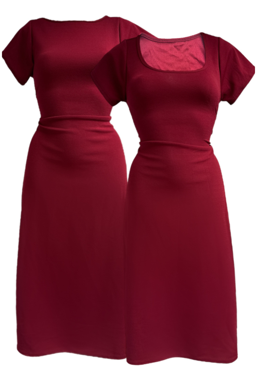 MULTIWAY WINE CAP SLEEVE CINCH MAXI DRESS - XS HISSY FIT LTD