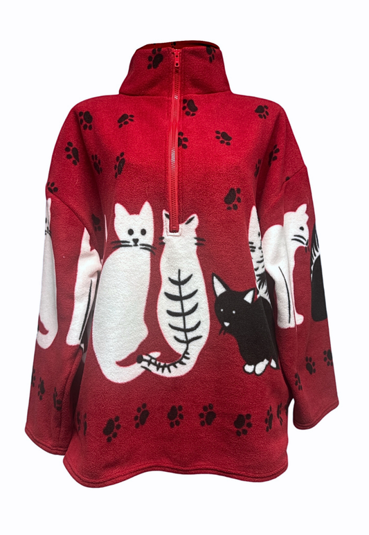 cat print fleece