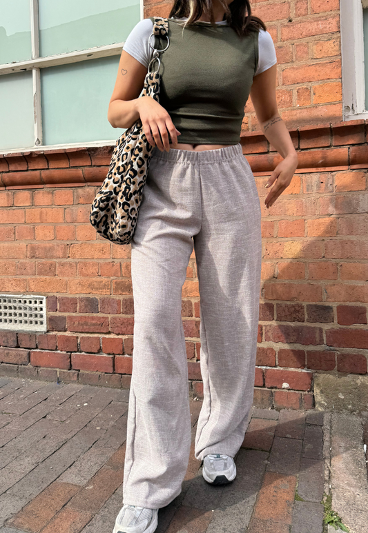 STONE WOVEN STRAIGHT LEG TROUSER - 2XS HISSY FIT LTD