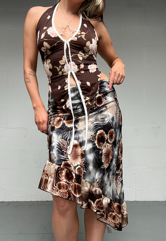 offcuts pink rose pointed halter top