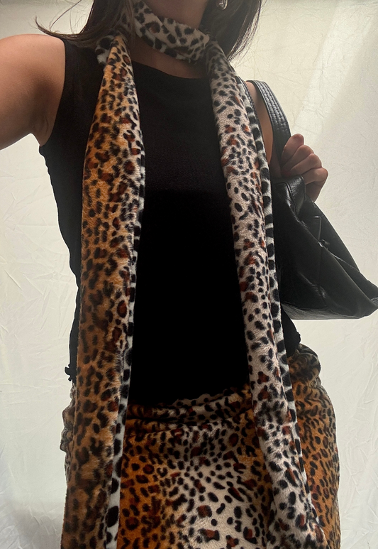 dalmatian/leopard reversible scarf