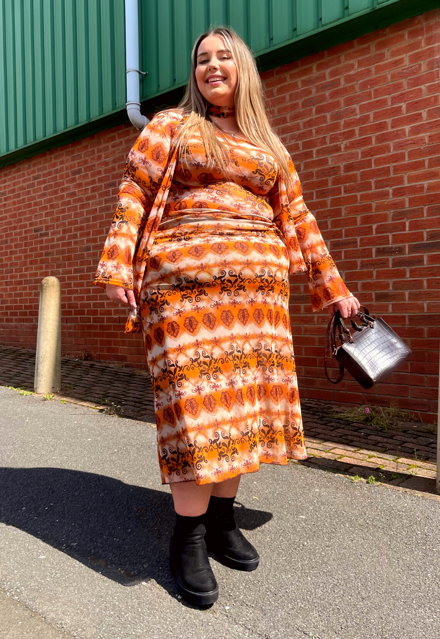 ORANGE GRUNGE FULL LINED MESH SKIRT - 2XS HISSY FIT LTD