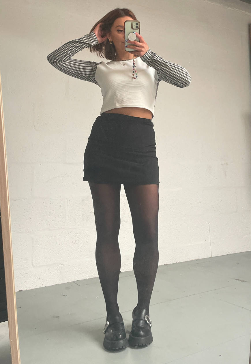 GINGHAM SLEEVED CROPPED TOP - 2XS HISSY FIT LTD