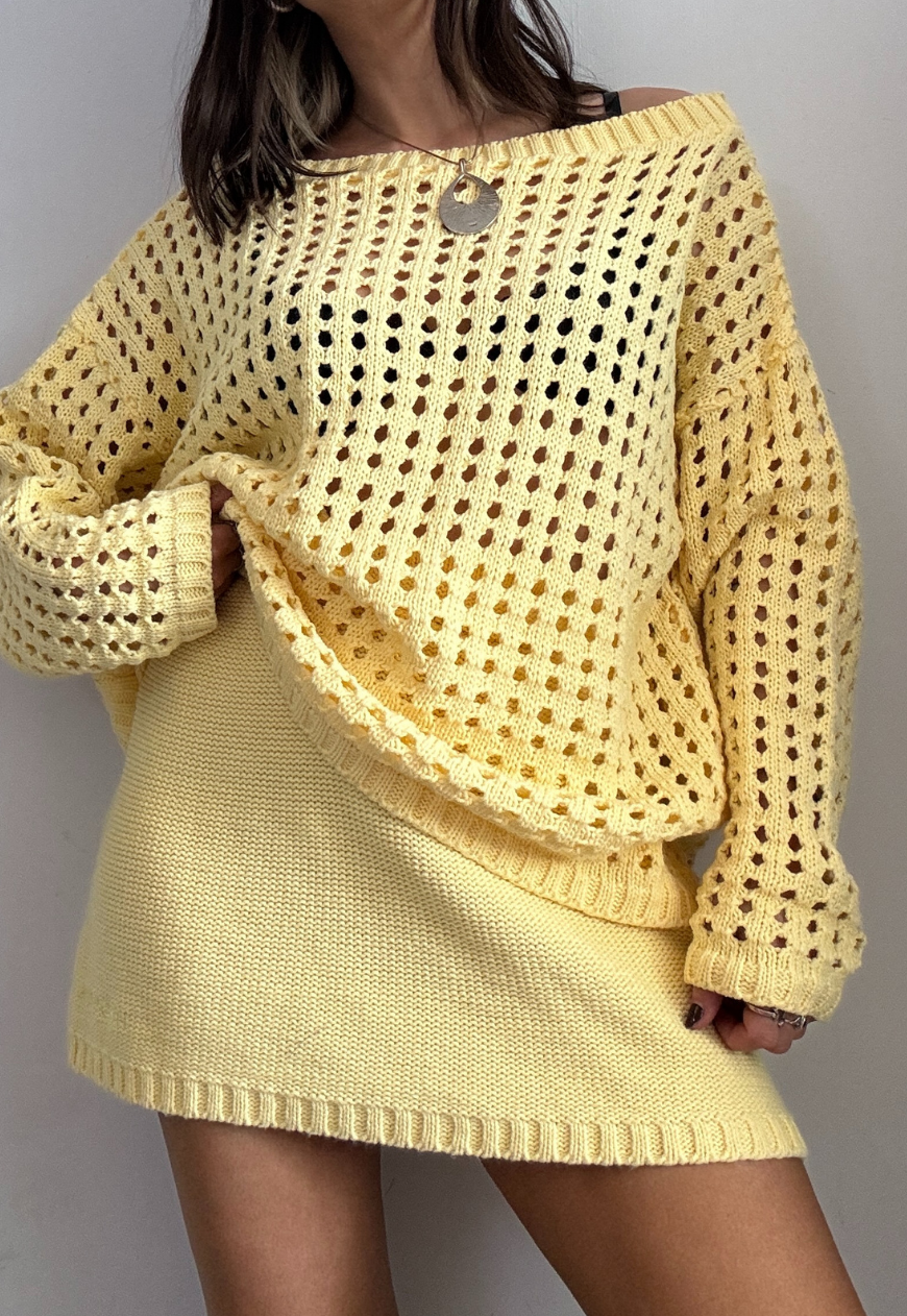 LEMON HISSY KNIT MINI SKIRT - S HISSY FIT LTD