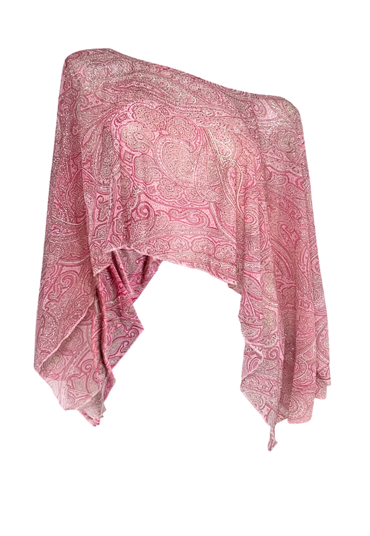 pink paisley glitter poncho - short *pre-order*