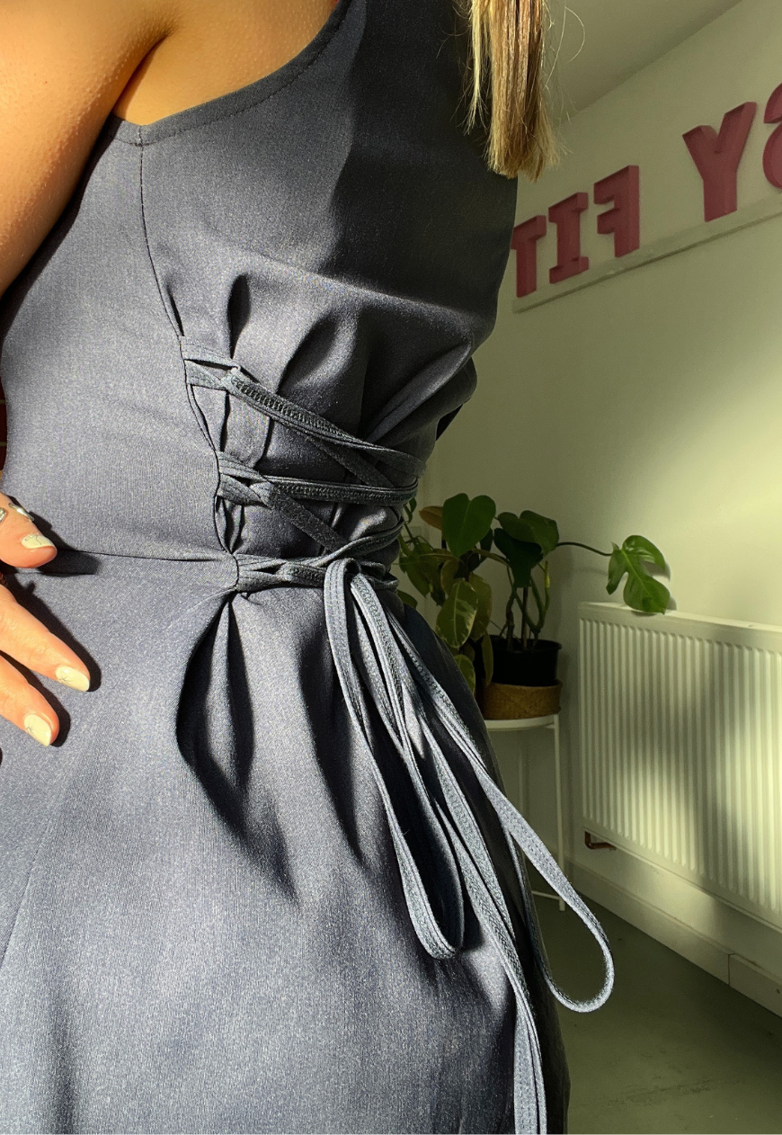 INDIGO BENGALINE CINCH DRESS - 2XS HISSY FIT LTD