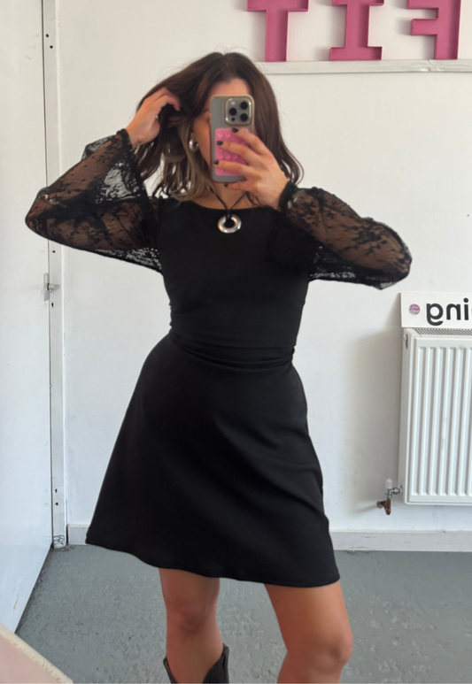 MULTIWAY ECLIPSE LACE SLEEVE CINCH MINI DRESS - XS HISSY FIT LTD