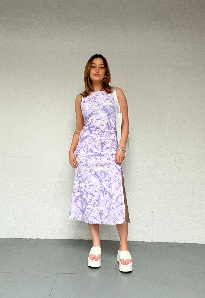 PURPLE OCEANID SLASH SPLIT MAXI DRESS - 2XS HISSY FIT LTD