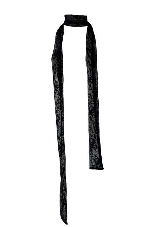 black lace skinny scarf