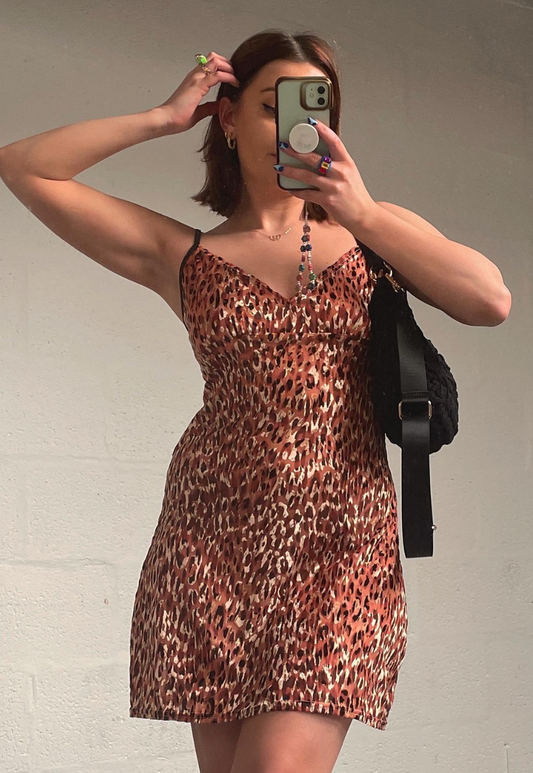 LEOPARD MESH SLIP DRESS - L HISSY FIT LTD