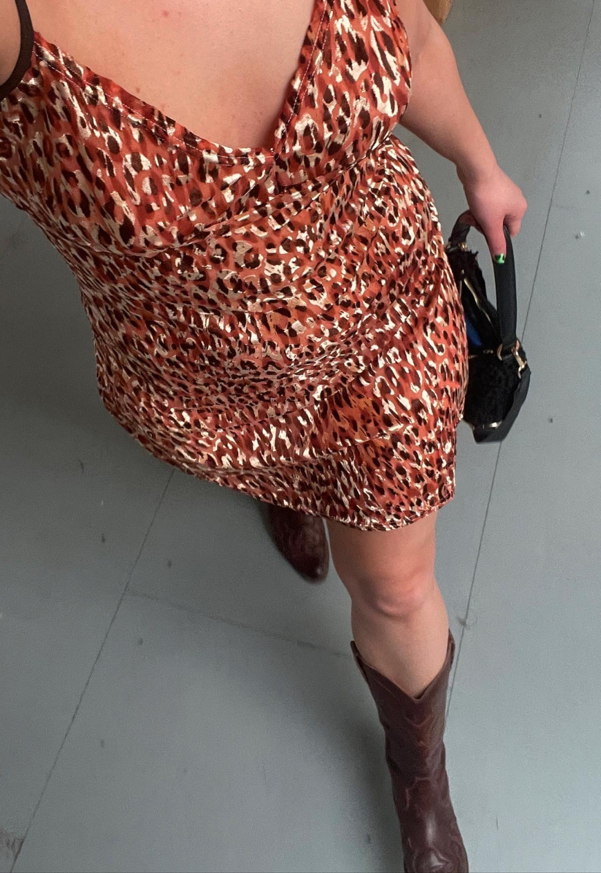LEOPARD MESH SLIP DRESS - L HISSY FIT LTD