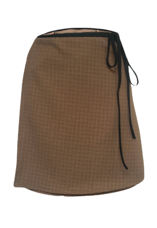 BROWN CHECK WRAP SKIRT *3RD GENERATION* - 2XS HISSY FIT LTD