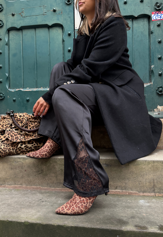 satin & lace straight leg trousers