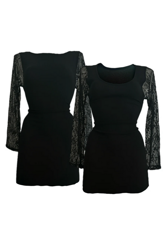 MULTIWAY ECLIPSE LACE SLEEVE CINCH MINI DRESS - XS HISSY FIT LTD