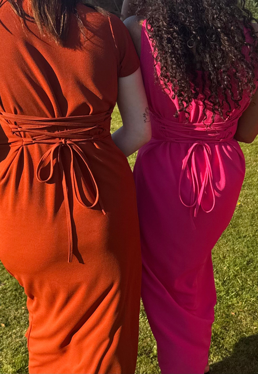 MULTIWAY RASPBERRY CINCH MAXI DRESS - XS HISSY FIT LTD