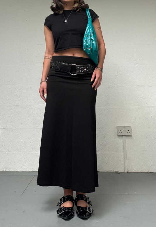 BLACK/GRAPH REVERSIBLE MID-RISE MAXI SKIRT - XS HISSY FIT LTD