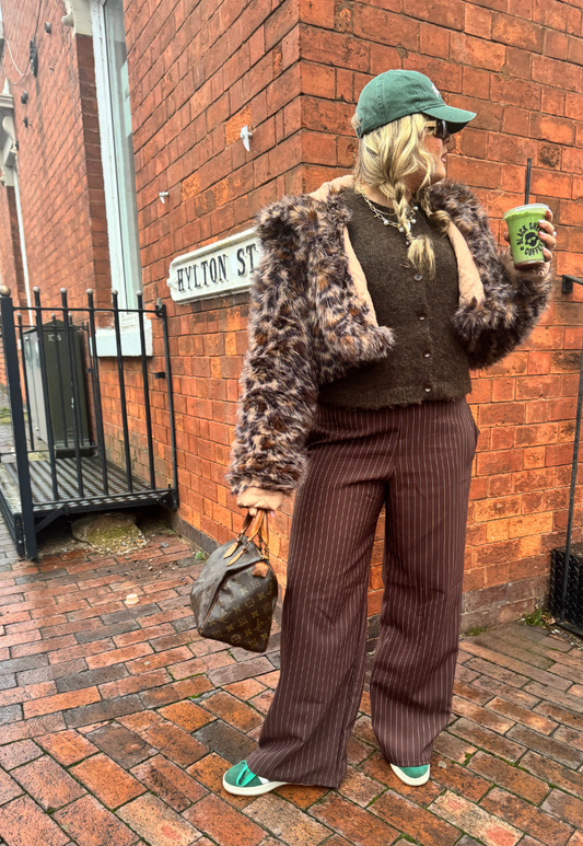 HAZELNUT STRIPE STAPLE TROUSER - 2XS HISSY FIT LTD