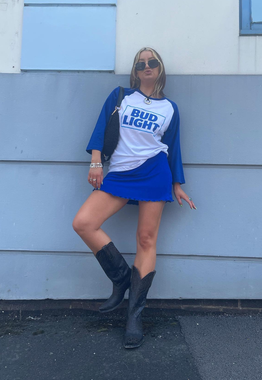 BLACK/BLUE REVERSIBLE MINI SKIRT