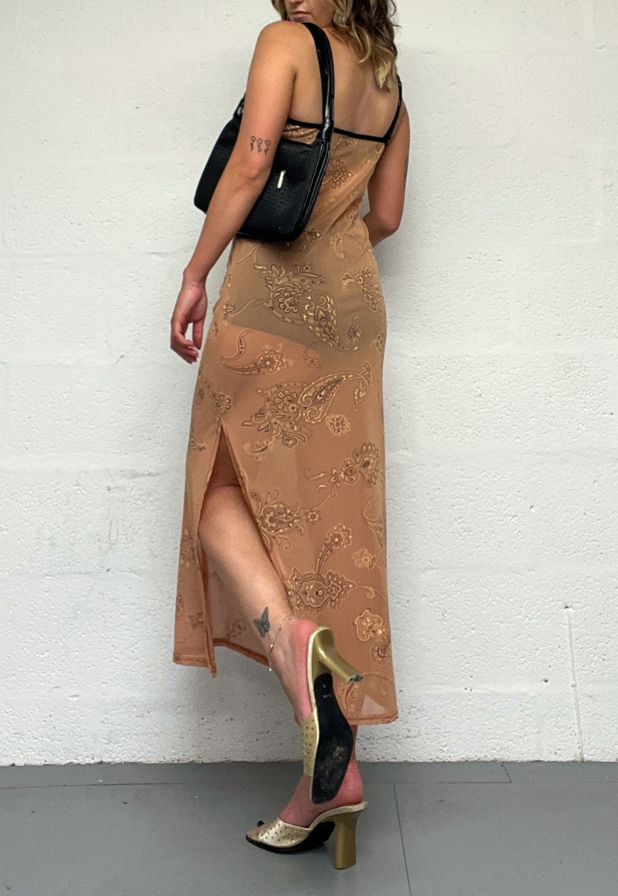 CARAMEL PAISLEY MESH DRESS - 2XS HISSY FIT LTD