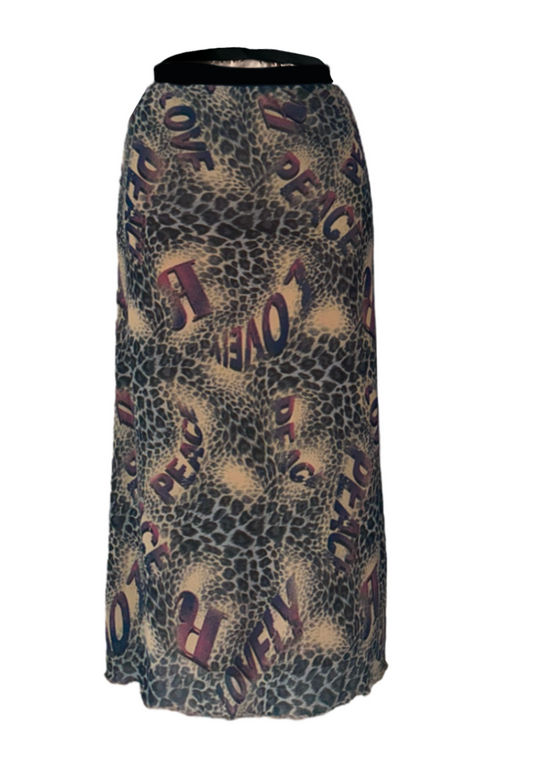PURPLE LEOPARD MESH MIDI SKIRT - S HISSY FIT LTD