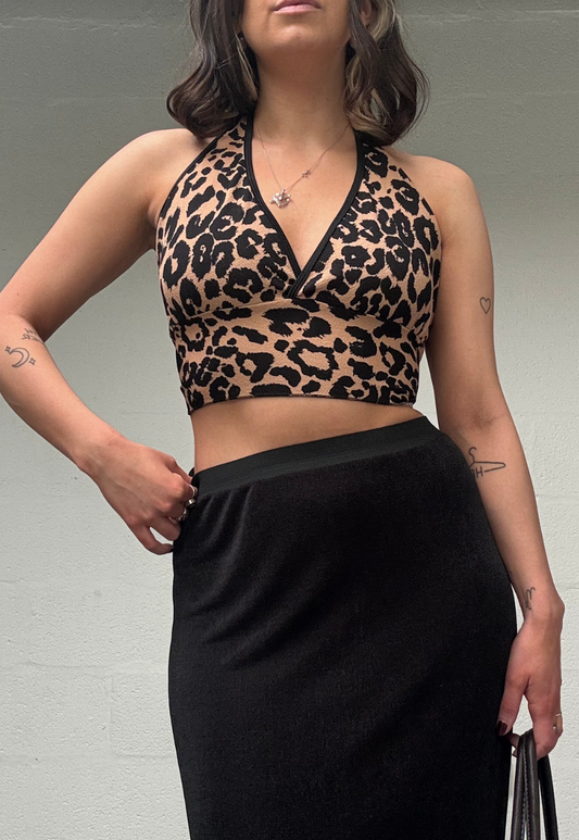 LEOPARD PRINT HALTER TOP - XS HISSY FIT LTD
