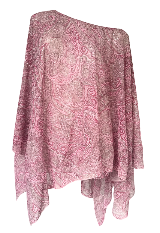pink paisley glitter poncho *pre-order*