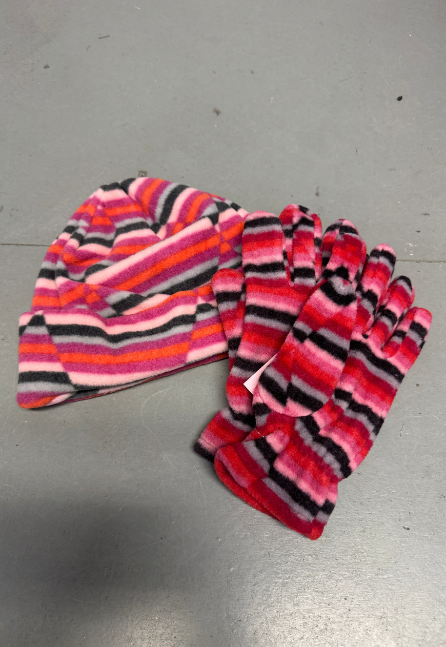 bright stripe hat & glove set