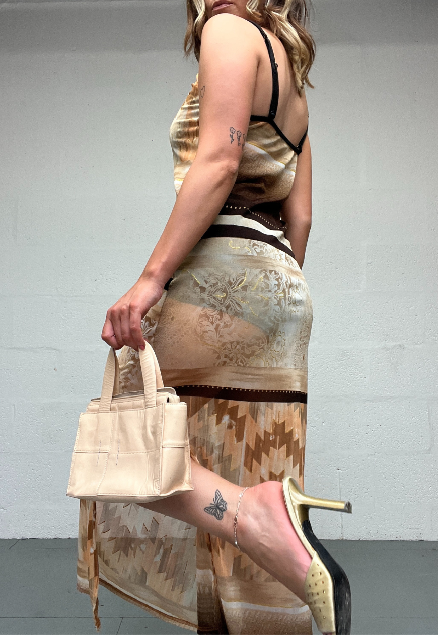 BROWN PANEL MESH DRESS - 2XS HISSY FIT LTD