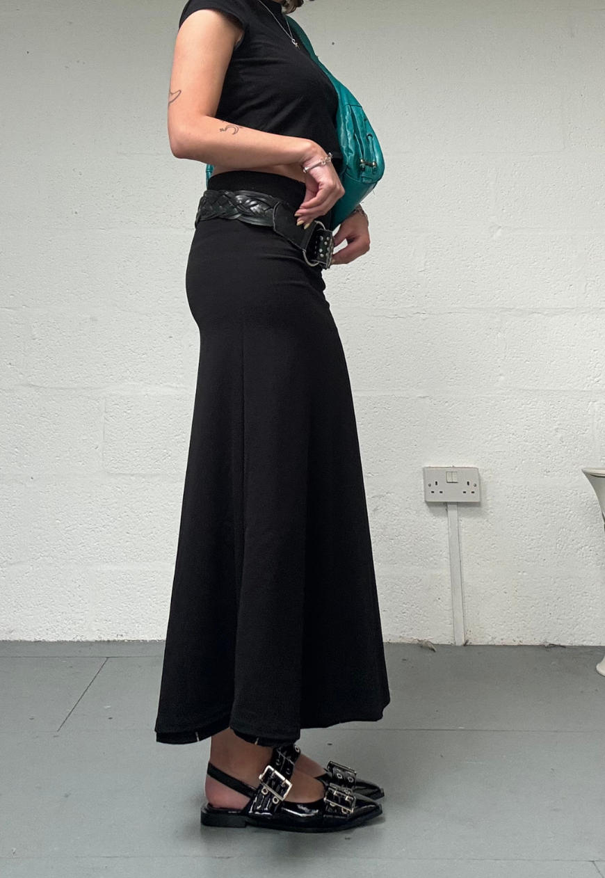 BLACK/GRAPH REVERSIBLE MID-RISE MAXI SKIRT - XS HISSY FIT LTD