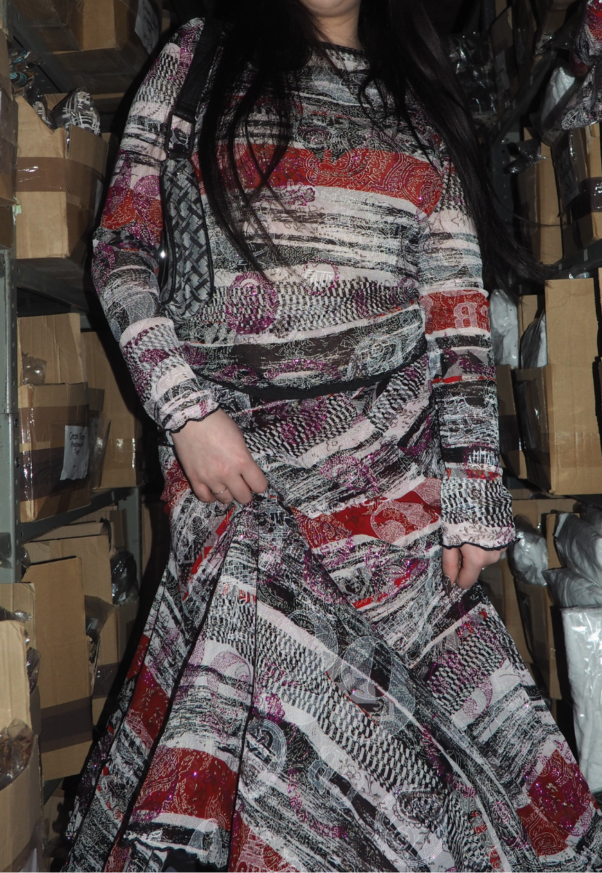 newspaper mesh sleeved top